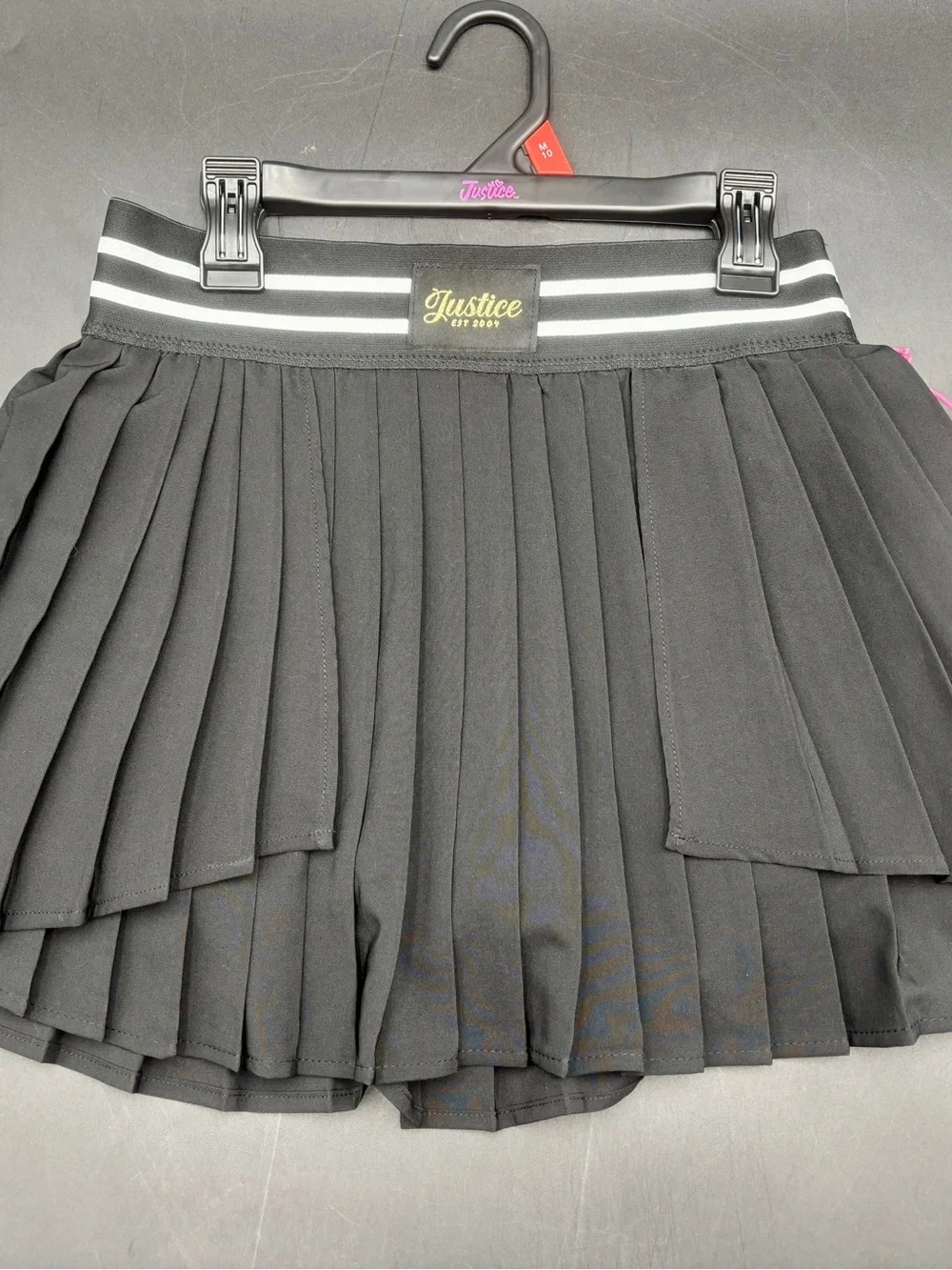NWT Justice Girls Black Pleated Active Skort - Size Medium (10)